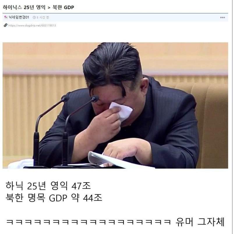 하이닉스 영업이익 vs 북한 GDP
