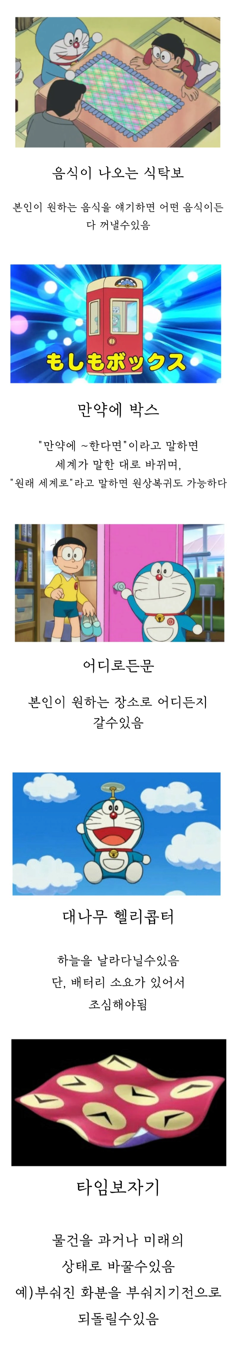 도라에몽의 도구중에서 갖고 싶은 도구 고르기