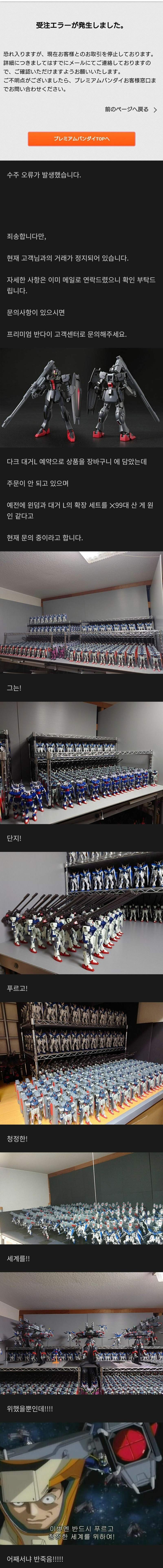 건담매니아를 되팔렘으로 의심해 주문을 거절한 반다이사