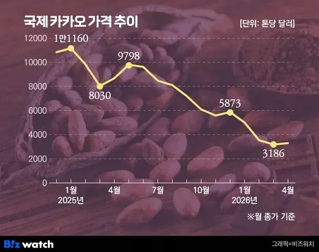 폭등했던 국제 카카오 가격 추이 근황