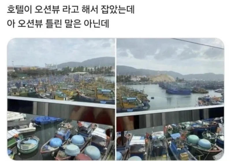 오션뷰라고 해서 호텔 예약했더니